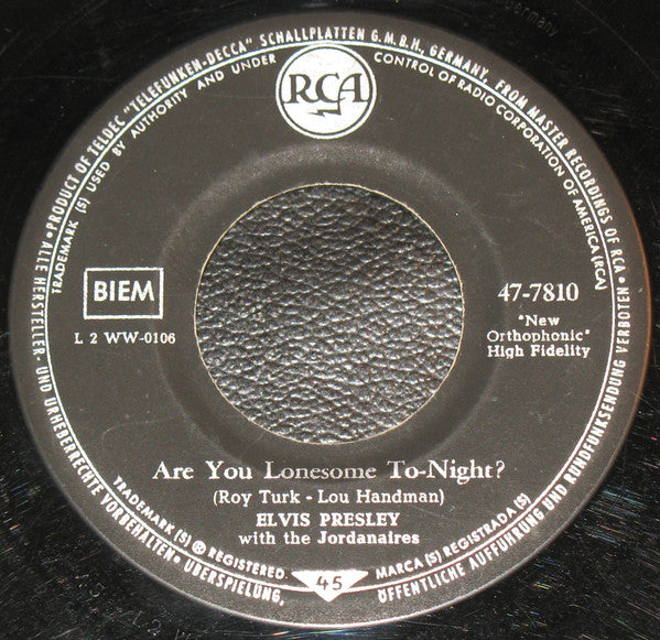 Elvis Presley : Are You Lonesome Tonight? (7",45 RPM)