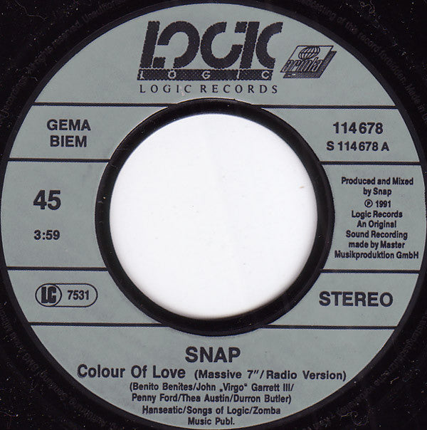 Snap! : Colour Of Love (7",Single,45 RPM)