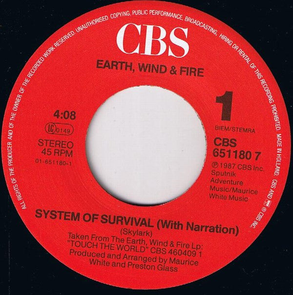 Earth, Wind & Fire : System Of Survival (7",45 RPM,Single,Stereo)