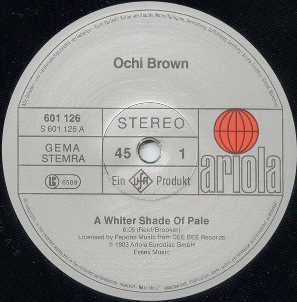O'Chi Brown : A Whiter Shade Of Pale (12",45 RPM,Maxi-Single)