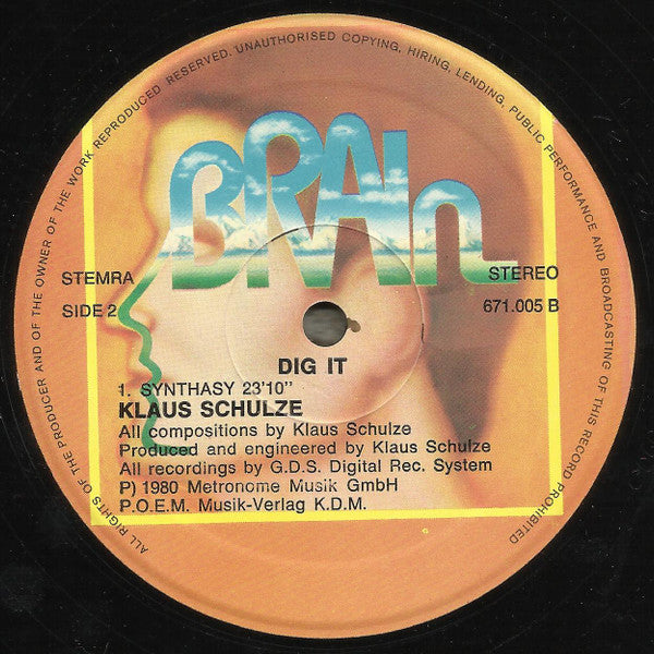 Klaus Schulze : Dig It (LP,Album,Stereo)