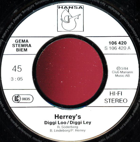 Herrey's, The : Diggi Loo / Diggi Ley (7",45 RPM,Single,Stereo)
