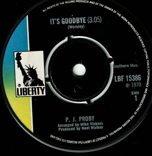 P.J. Proby : It's Goodbye (7",Single)
