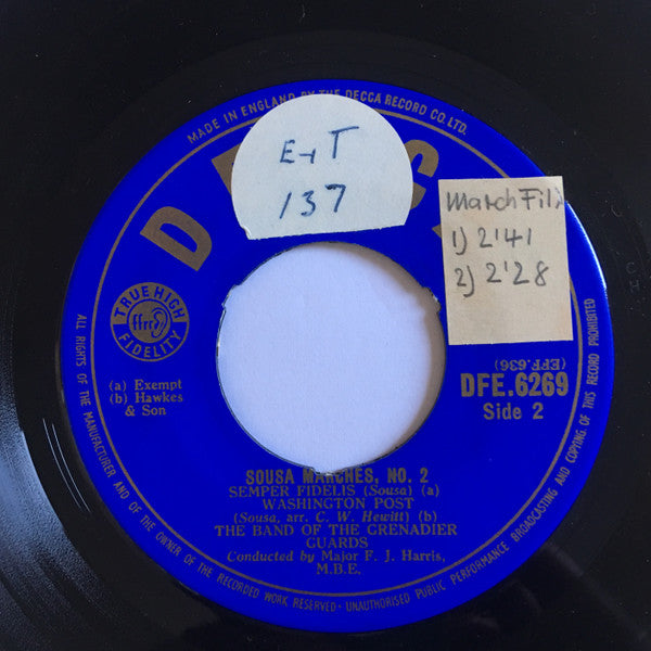 Band Of The Grenadier Guards, The Conducted By F.J. Harris : Sousa Marches No 2 (7",EP)