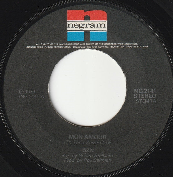 BZN : Mon Amour (7",45 RPM,Single,Stereo)