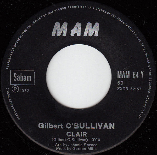 Gilbert O'Sullivan : Clair (7",Single,45 RPM)