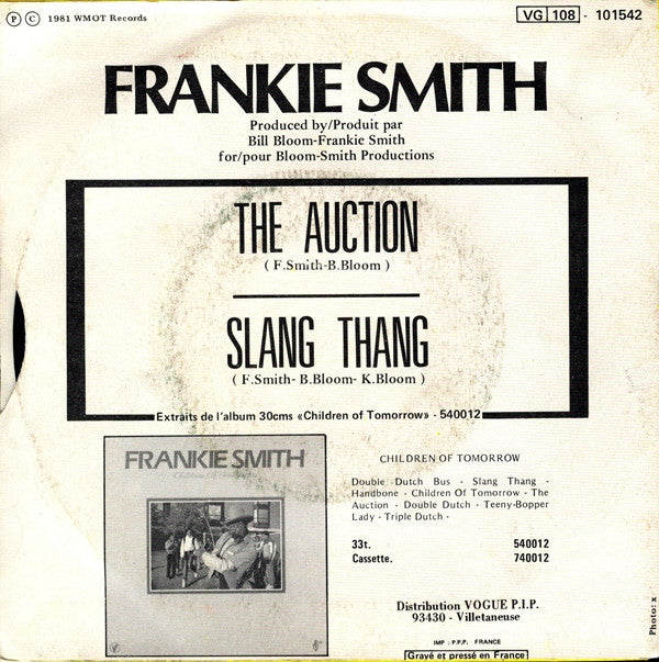 Frankie Smith : The Auction / Slang Thang (7",45 RPM,Single)