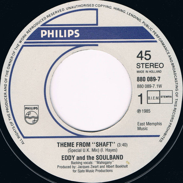 Eddy & The Soulband : Theme From Shaft (“Special U.K. Mix”) (7",45 RPM)