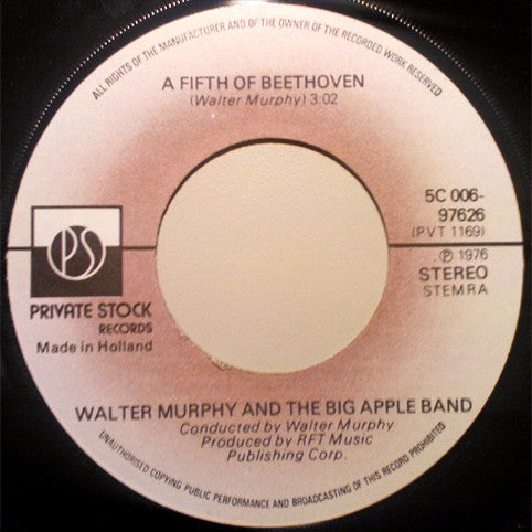 Walter Murphy & The Big Apple Band : A Fifth Of Beethoven (7",45 RPM,Single)