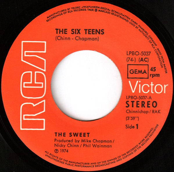 The Sweet : The Six Teens (7",45 RPM,Single,Stereo)