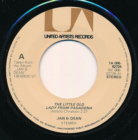 Jan & Dean : Surf City / The Little Old Lady From Pasadena (7",45 RPM,Single,Stereo)