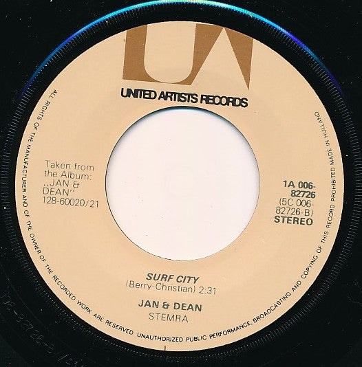 Jan & Dean : Surf City / The Little Old Lady From Pasadena (7",45 RPM,Single,Stereo)