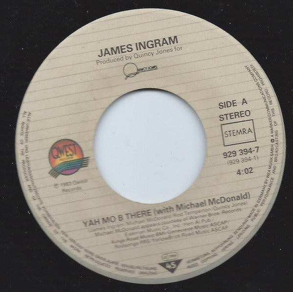 James Ingram With Michael McDonald : Yah Mo B There (7",45 RPM,Single,Stereo)