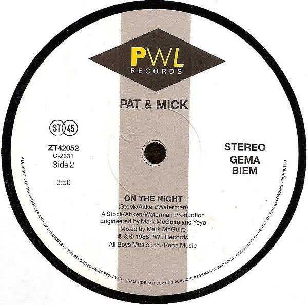 Pat & Mick : Let's All Chant (12",45 RPM,Maxi-Single,Stereo)