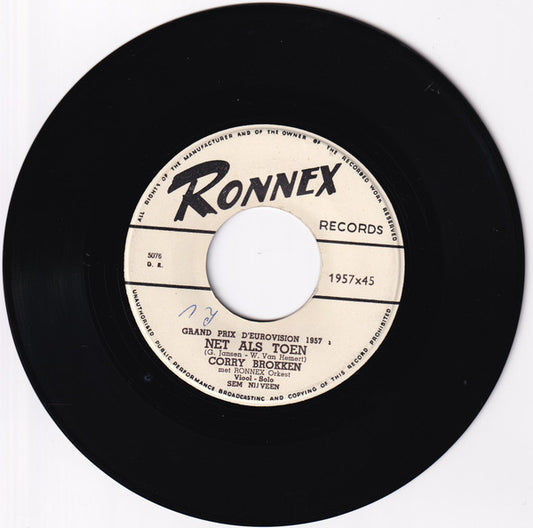 Corry Brokken, Ronnex Orchestra : Net Als Toen (7",45 RPM,Single)