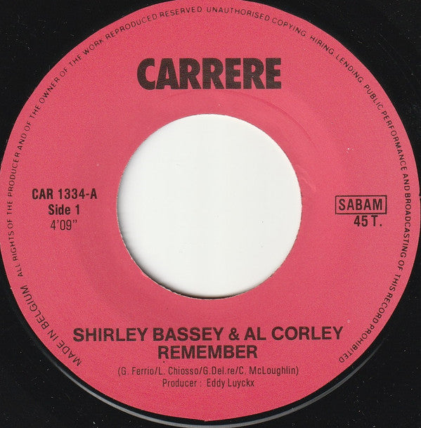 Shirley Bassey & Al Corley : Remember / Thought I'd Ring You (7",45 RPM,Single)