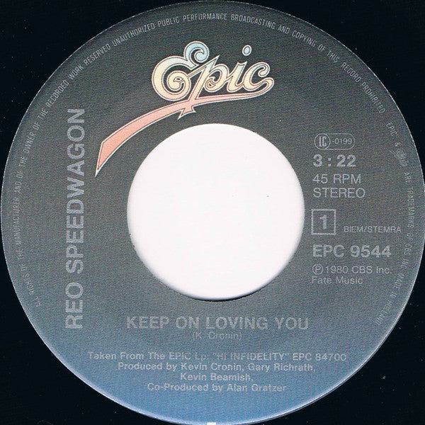 REO Speedwagon : Keep On Loving You (7",Single,45 RPM)