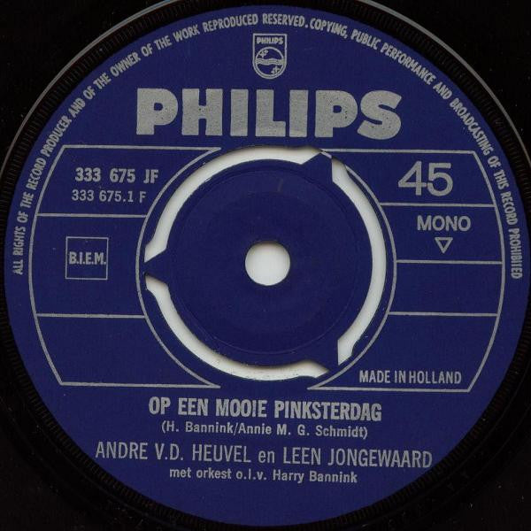 André van den Heuvel En Leen Jongewaard : Op Een Mooie Pinksterdag (7",Single,45 RPM,Mono)