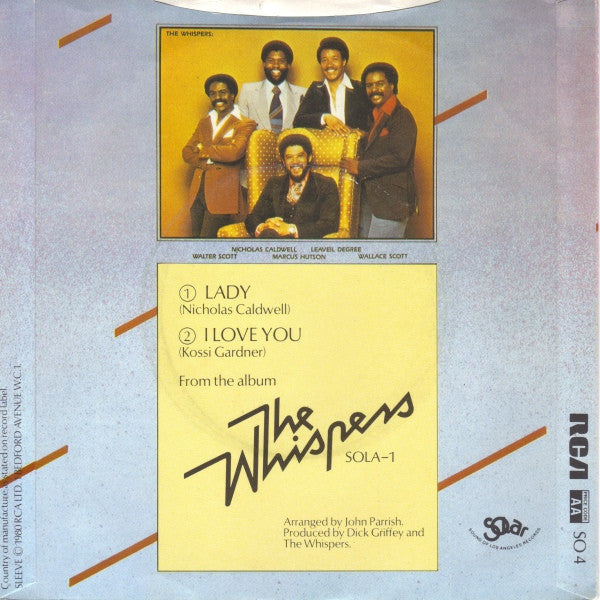 Whispers, The : Lady / I Love You (7")