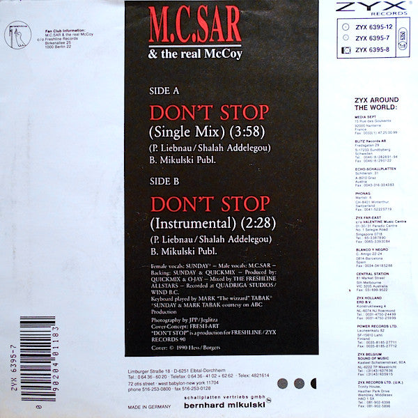 Real McCoy Feat. Sunday (2) : Don't Stop (7",45 RPM,Single)