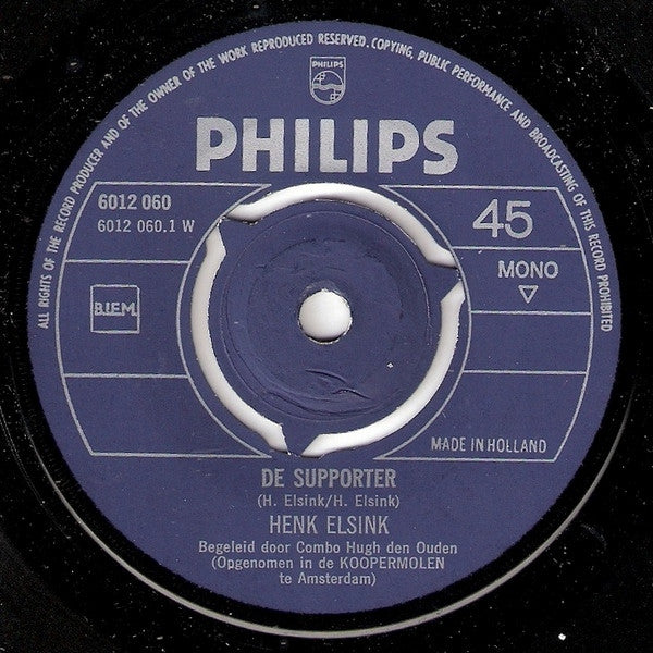 Henk Elsink : Supporter / Krimpen~Hongkong (7",45 RPM,Single,Mono)