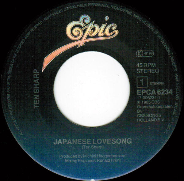 Ten Sharp : Japanese Lovesong (7",45 RPM,Single,Stereo)