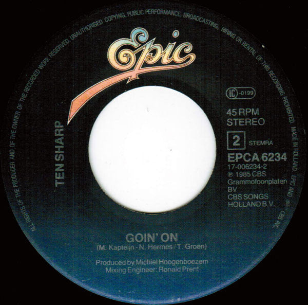 Ten Sharp : Japanese Lovesong (7",45 RPM,Single,Stereo)