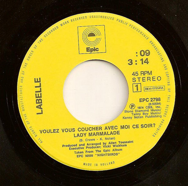 LaBelle : Voulez Vous Couchez Avec Moi Ce Soir? (Lady Marmalade) (7",45 RPM,Single,Stereo)
