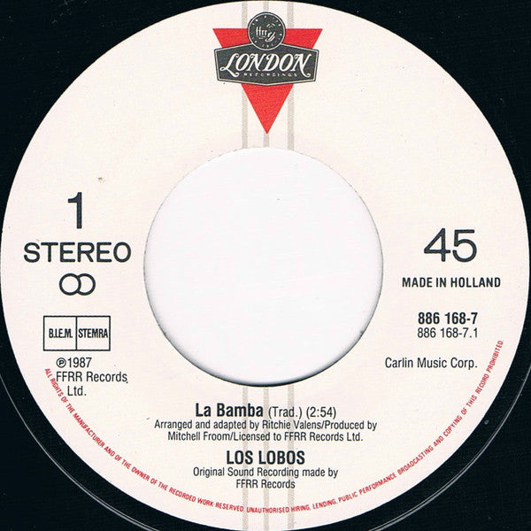 Los Lobos : La Bamba (7",45 RPM,Single,Stereo)