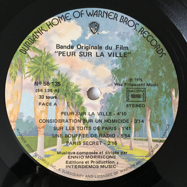 Ennio Morricone : Peur Sur La Ville (Bande Originale Du Film) (LP,Album,Stereo)