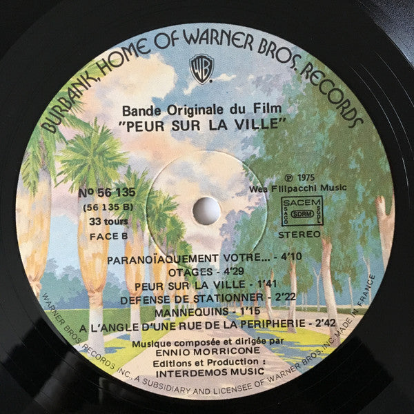 Ennio Morricone : Peur Sur La Ville (Bande Originale Du Film) (LP,Album,Stereo)