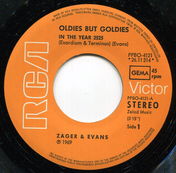 Zager & Evans : In The Year 2525 / Little Kids (7",45 RPM,Single,Reissue,Stereo)