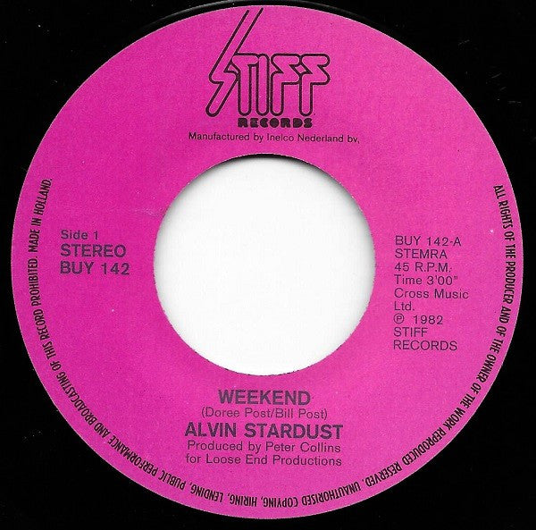 Alvin Stardust : Weekend (7",45 RPM,Single)