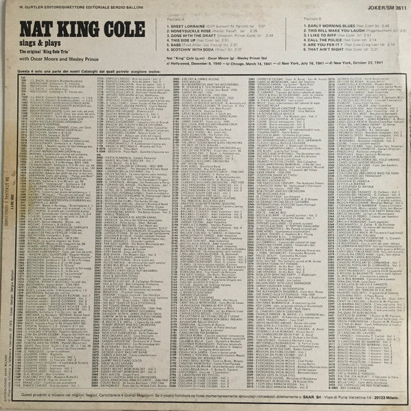 Nat King Cole Trio, The : Sings & Plays (LP,Compilation)