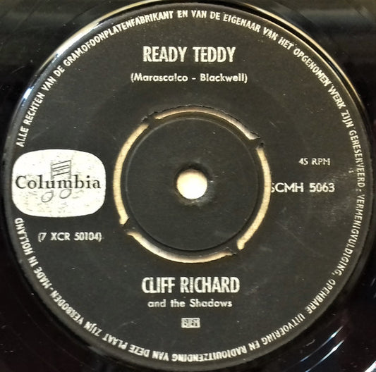 Cliff Richard & The Shadows : Ready Teddy / Mean Woman Blues (7", Single, Mono, Bla)