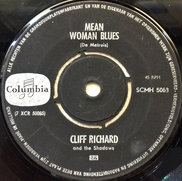 Cliff Richard & The Shadows : Ready Teddy / Mean Woman Blues (7", Single, Mono, Bla)