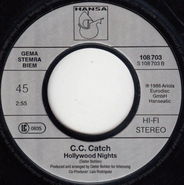 C.C. Catch : Heaven And Hell (7",45 RPM,Single,Stereo)