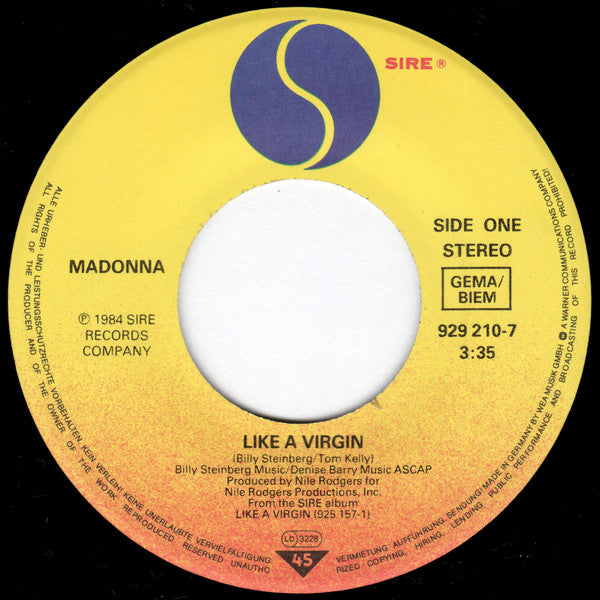 Madonna : Like A Virgin (7",Single,45 RPM)