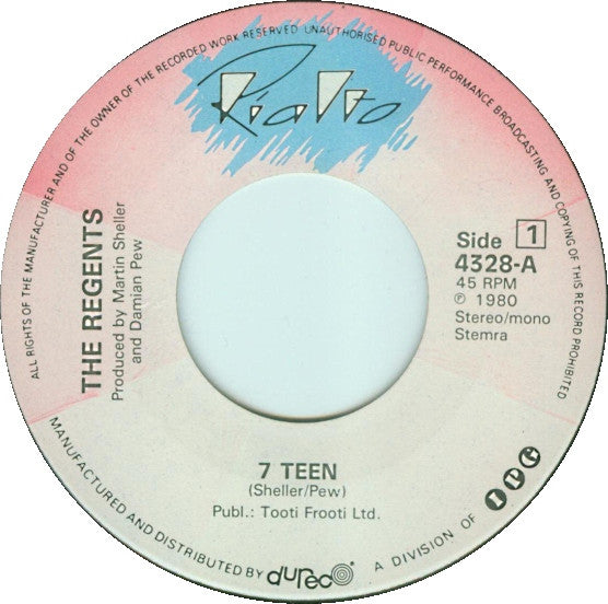 Regents, The : 7 Teen (7",Single,45 RPM)