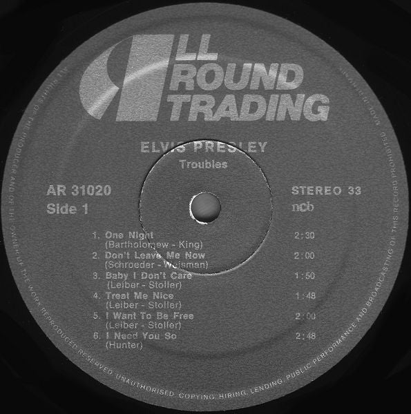 Elvis Presley : Troubles (LP,Compilation,Stereo)