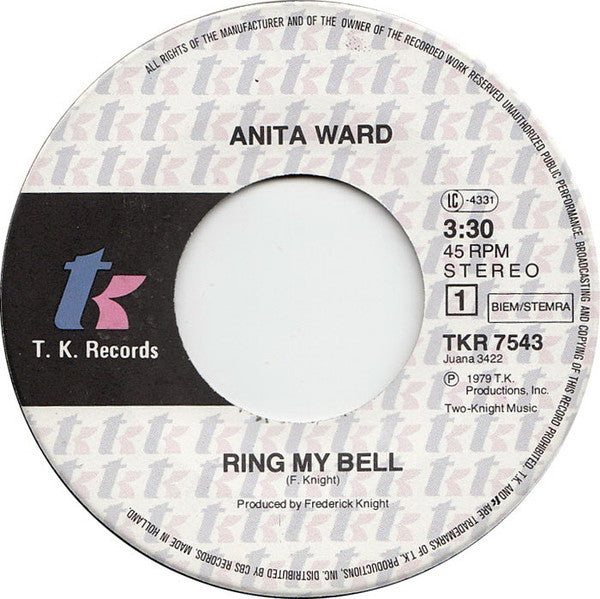 Anita Ward : Ring My Bell (7",45 RPM,Single,Stereo)