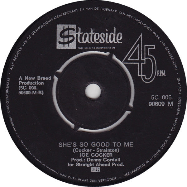 Joe Cocker : Delta Lady (7",45 RPM,Single,Mono)