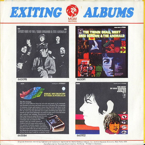 Eric Burdon & The Animals : Ring Of Fire / I'm An Animal (7",45 RPM,Single,Stereo)