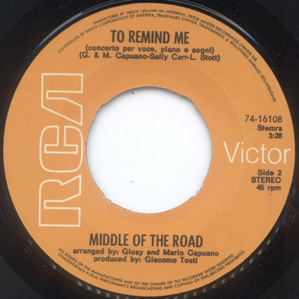 Middle Of The Road : Soley Soley (7",45 RPM,Single)