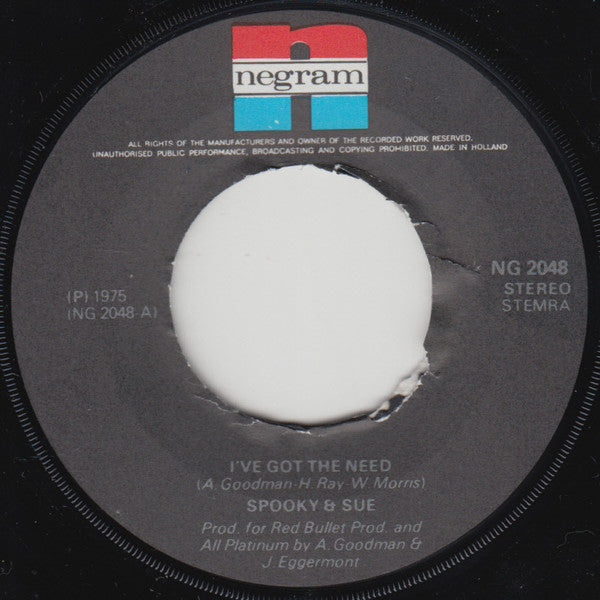 Spooky & Sue : I've Got The Need (7",45 RPM,Single)