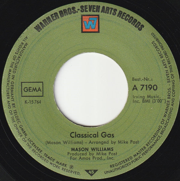 Mason Williams : Classical Gas (7",45 RPM)