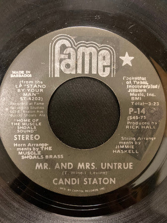 Candi Staton : Too Hurt To Cry / Mr. And Mrs. Untrue (7",45 RPM,Single)