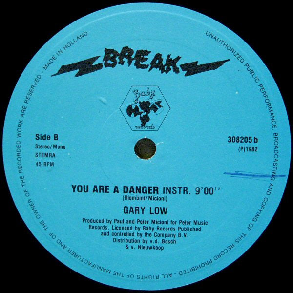Gary Low : You Are A Danger (12",45 RPM,Stereo)
