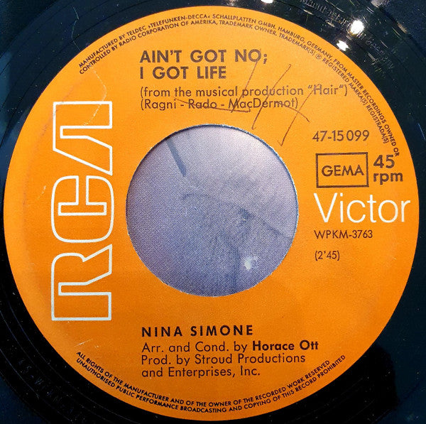 Nina Simone : Ain't Got No - I Got Life (7",45 RPM,Single)