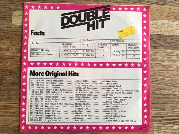 Mamas & The Papas, The : Monday, Monday / California Dreamin' (7",45 RPM)